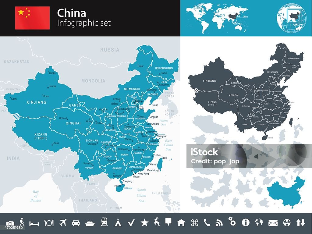 China-Mapa-ilustración infografía - arte vectorial de Mapa libre de derechos