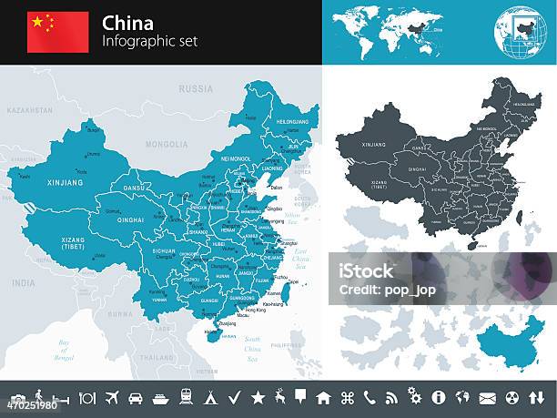 Ilustración de Chinamapailustración Infografía y más Vectores Libres de Derechos de Mapa - Mapa, China, Vector