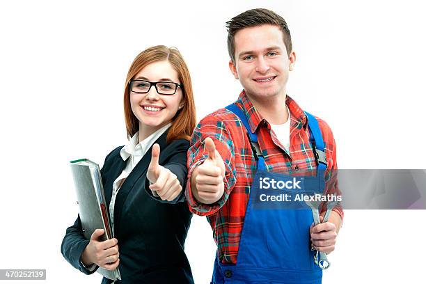 Apprentices For Handyman And Office Stock Photo - Download Image Now - Education, Trainee, Thumbs Up