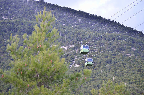 канатная дорога - ski lift overhead cable car gondola mountain стоковые фото и изображения