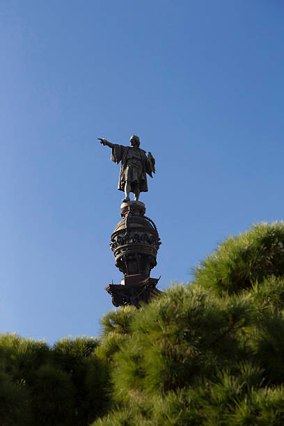 Barcelona, Plaza Portal de la Pau - Columbus Monument stock photo