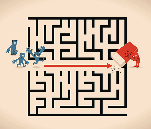 ведущие команды из лабиринта - maze searching simplicity concepts stock illustrations