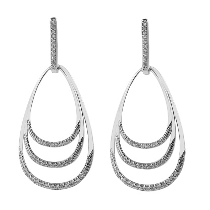 silver pendant earring with zirconia