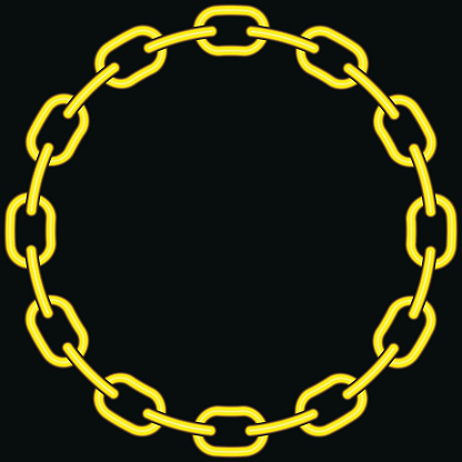 Illustration of the abstract gold chain on black background