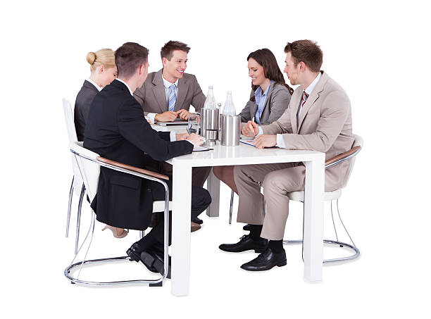 istock Business People Having Conference Meeting Over White Background 470259022