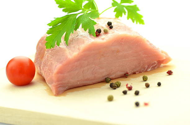 istock raw pork meat on cutting board isolated on white 470259360