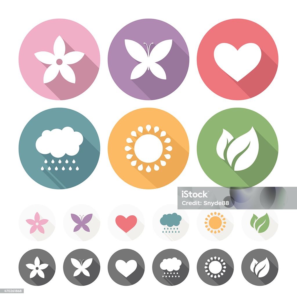 Set of simple romantic Flat Icons. Flower stock vector