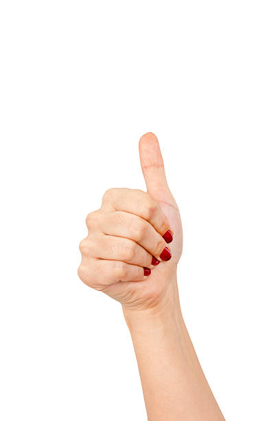istock Woman hand with thumb up in a white isolated background 470261882