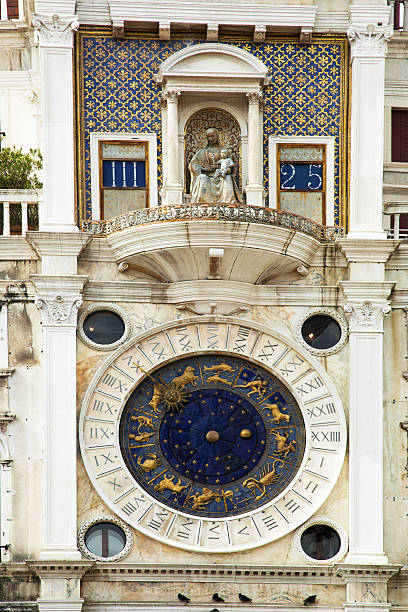 Astrology St Mark's clock Astrologyl  housed in the Clocktower, Piazza San Marco, in Venice cosmos of the stars of the constellation capricorn and gems stock pictures, royalty-free photos & images