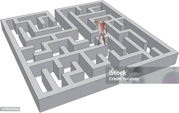 Standing On Maze Stock Illustration - Download Image Now - 2015, Abstract, Activity