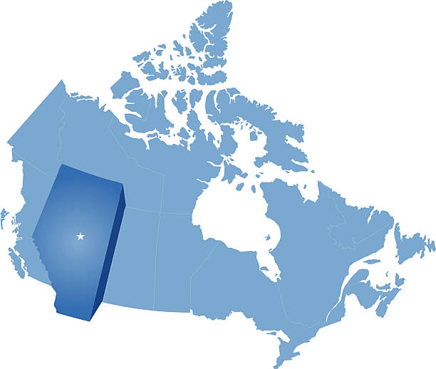 ilustraciones, imágenes clip art, dibujos animados e iconos de stock de mapa de la provincia de alberta, canadá - - alberta map canada cartography