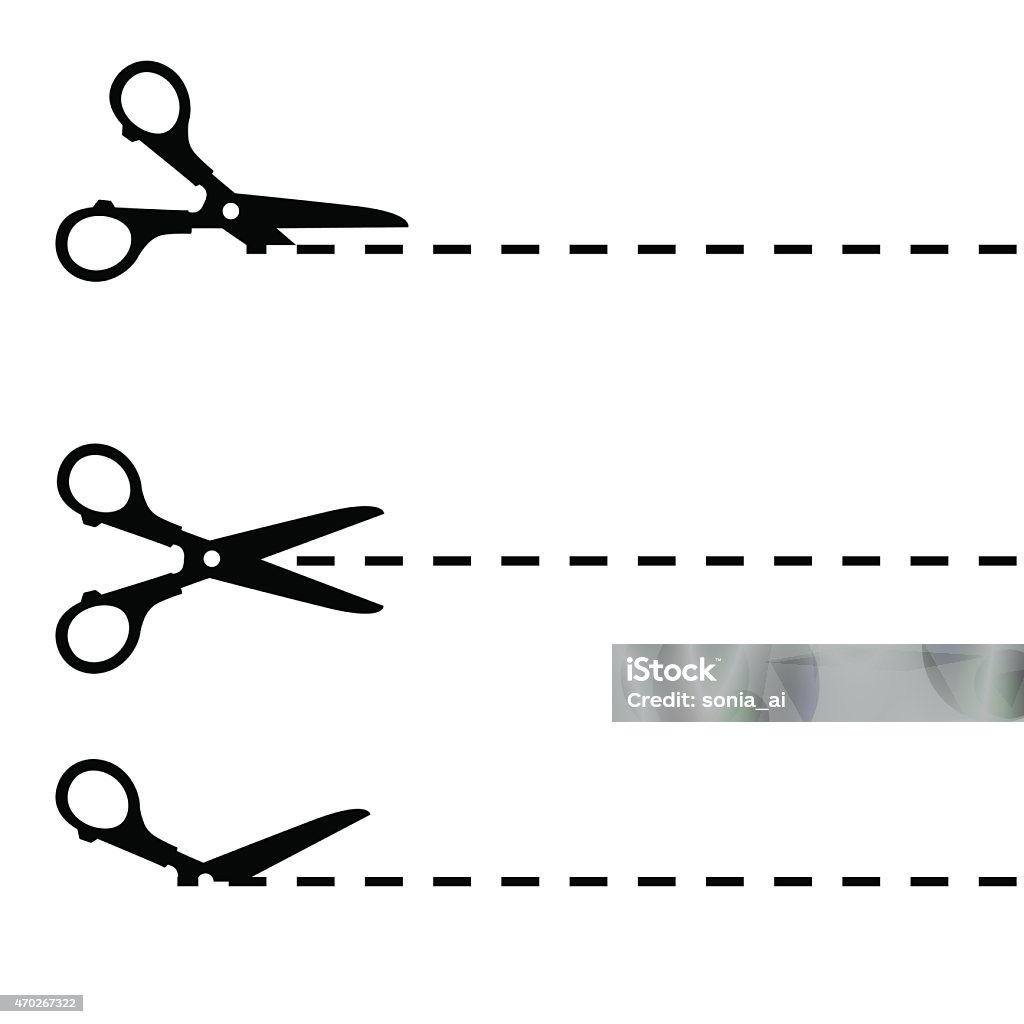 Scissors with cut lines isolated on white background Scissors stock vector