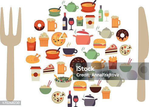 istock Many illustrations of food icons 470268230