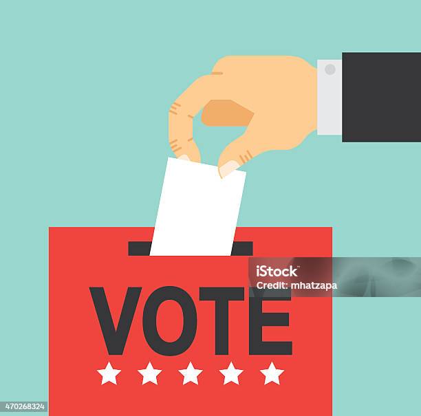 Flat Style Illustration Of Election Day Stock Illustration - Download Image Now - 2015, Box - Container, Cartoon