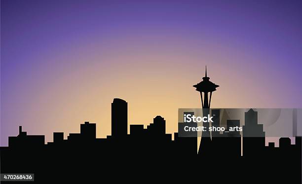 Ilustración de Silueta De La Ciudad De Seattle Estados Unidos Vector y más Vectores Libres de Derechos de Seattle