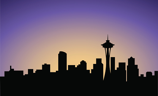 silhouette of Seattle city, USA, vector
