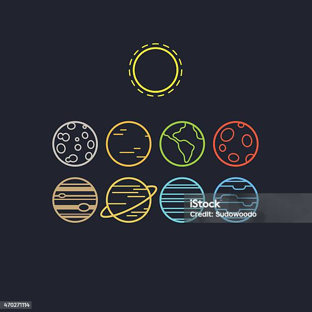 Solar System Line Icons Stock Illustration - Download Image Now - 2015, Abstract, Astrology