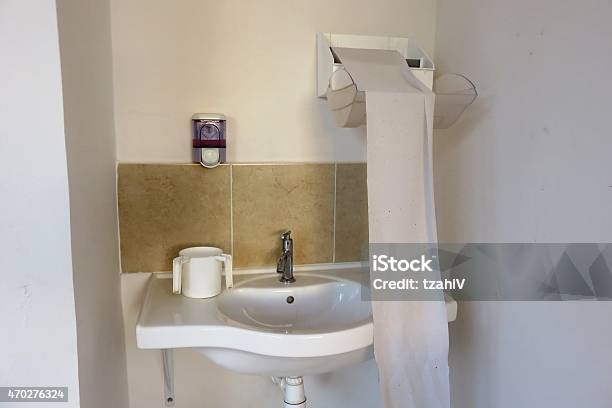 Messy Washbasin Stock Photo - Download Image Now - 2015, Ceramics, Chrome