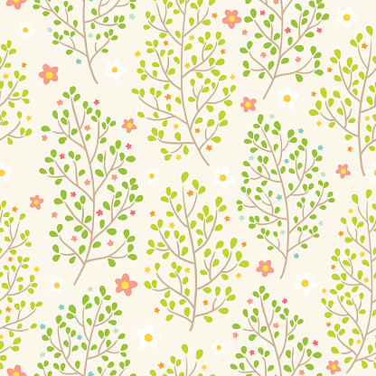 Seamless Pattern With Trees Stock Illustration - Download Image Now ...