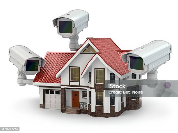 Security Cctv Camera On The House Stock Photo - Download Image Now - Burglar, Camera - Photographic Equipment, Security Camera