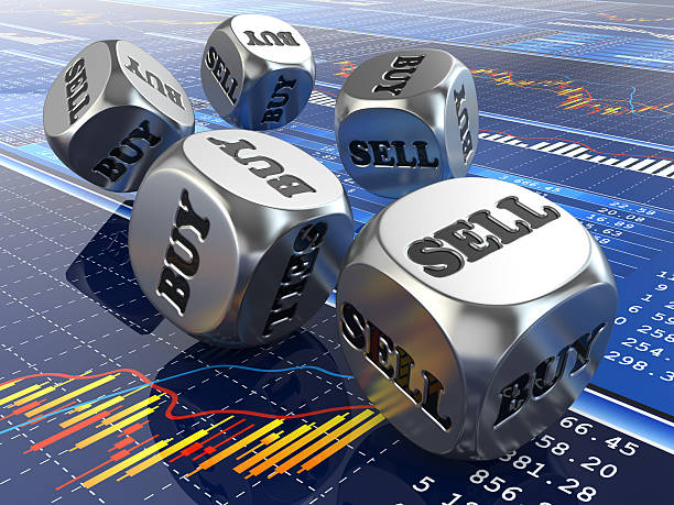 istock Stock market concept. Dice on financial graph. 470277287