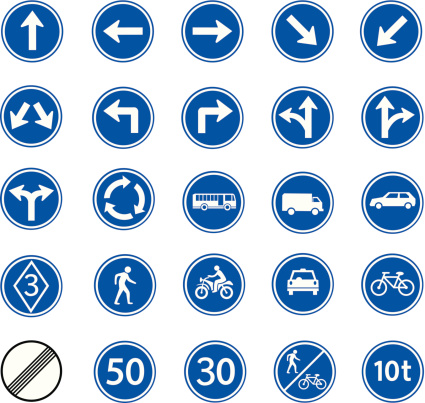 traffic sign of regulatory for warming on road, safety street sign, vector set