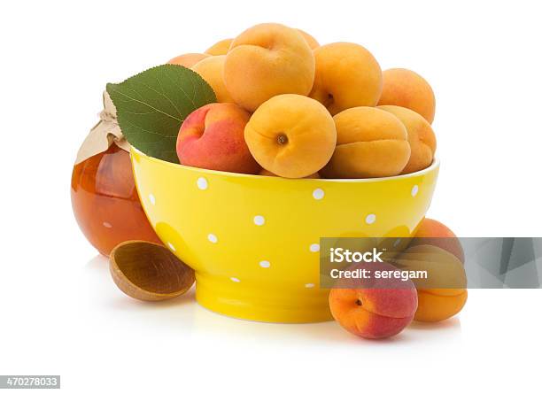 Apricot On White Background Stock Photo - Download Image Now - Apricot, Bowl, Ceramics