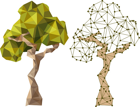 Tree in low poly style - vector. EPS 10. File contains transparences!