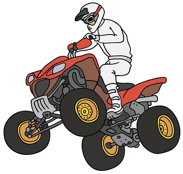 Rider On The Red Atv Stock Illustration - Download Image Now - Quadbike,  Off-Road Vehicle, Cartoon - iStock