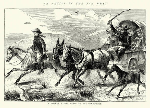 istock American Far West - Mormon Family in a Covered wagon 470281846