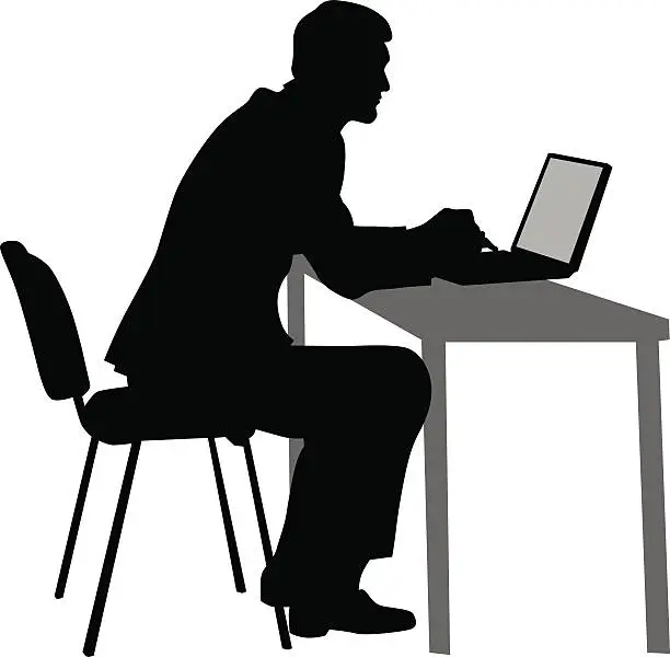 Vector illustration of Man whit laptop