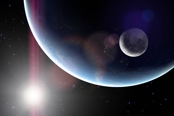 istock Sunrise over earth-like horizon with galaxy in the background 470285214