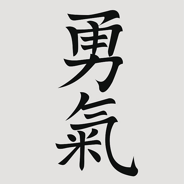 Courage I want to illustrate that the fonts in my works are all my creation kanji symbols stock illustrations