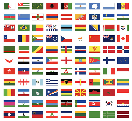 Collection Of Illustrated Bright World Flags Stock Illustration
