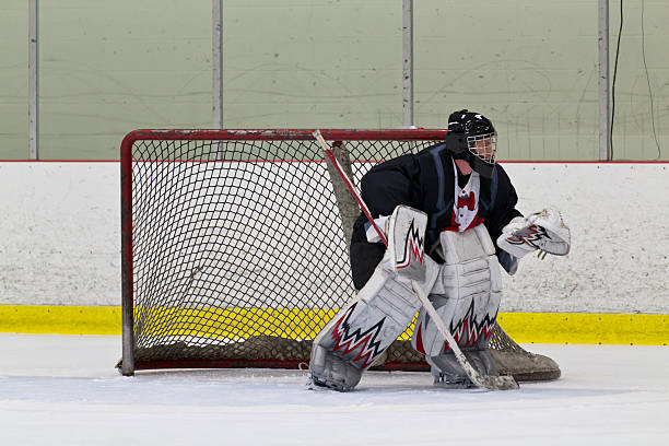 istock Ice hockey goalie ready to make a save 470287809