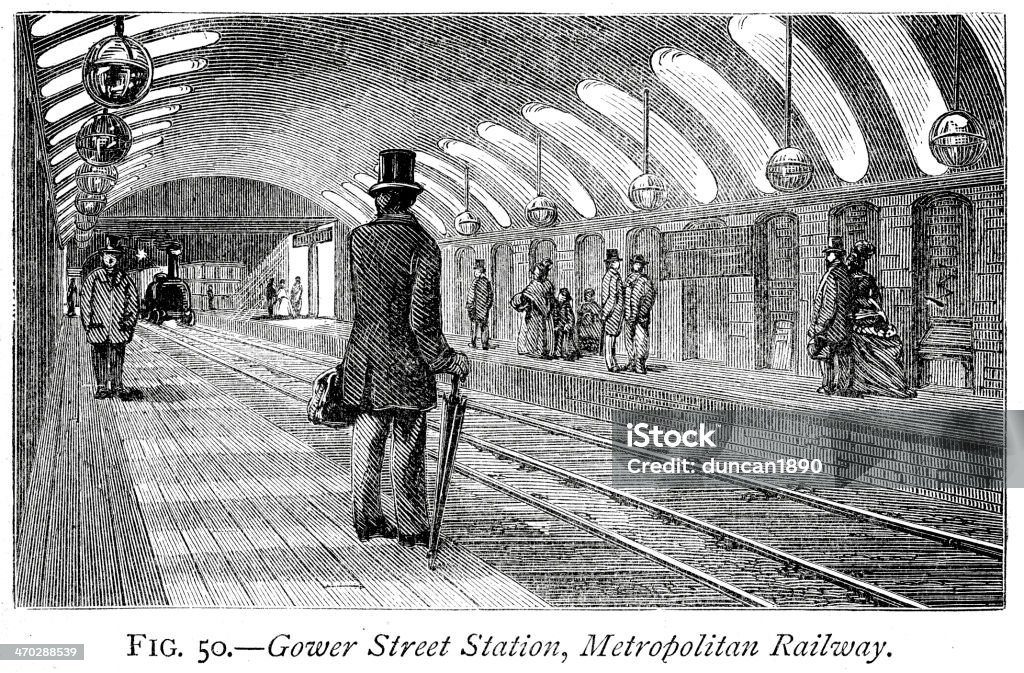 Gower Street Station - Lizenzfrei Altertümlich Stock-Illustration