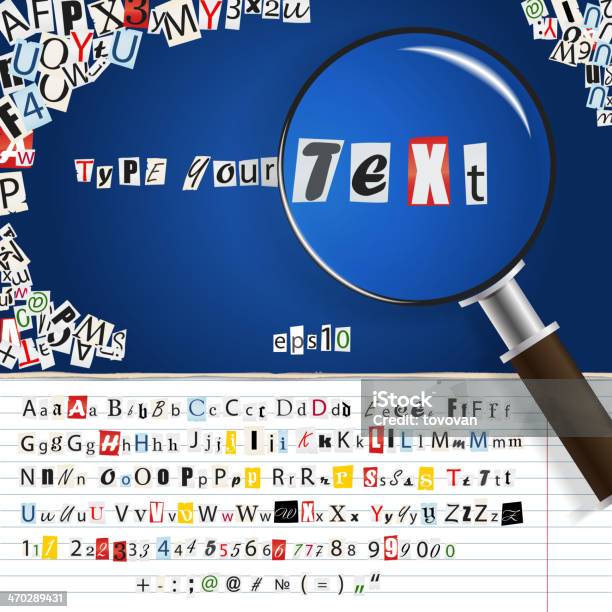 Magnifier With Set Of Vector Letters Set Stock Illustration - Download Image Now - Composite Image, Murder, Alphabet