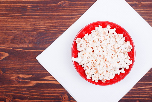 Seb Seb Popcorn Popcorn In A Bowl On The Table Top View Stock Photo - Download Image ...