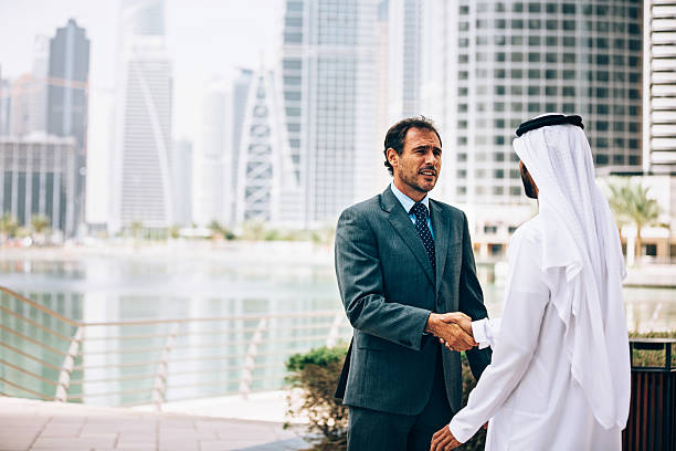 istock Businessmen in Dubai handshake 470292880