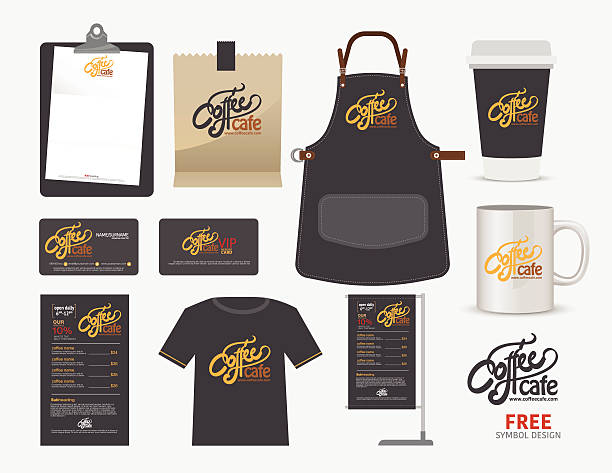 ilustraciones, imágenes clip art, dibujos animados e iconos de stock de vector café restaurante café, camisetas de - package vector business billboard