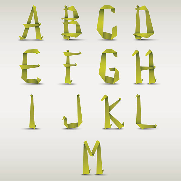 illustrations, cliparts, dessins animés et icônes de alphabet plié de papier modèle vert - bent