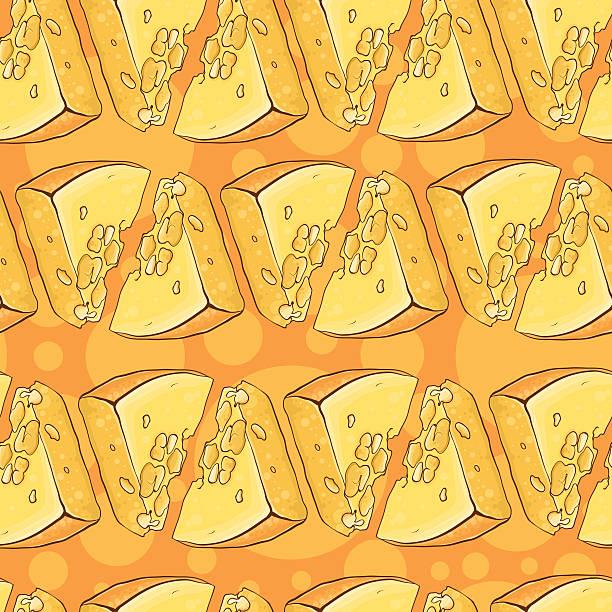 ilustrações, clipart, desenhos animados e ícones de vetor sem costura padrão com queijo - cheese portion backgrounds organic