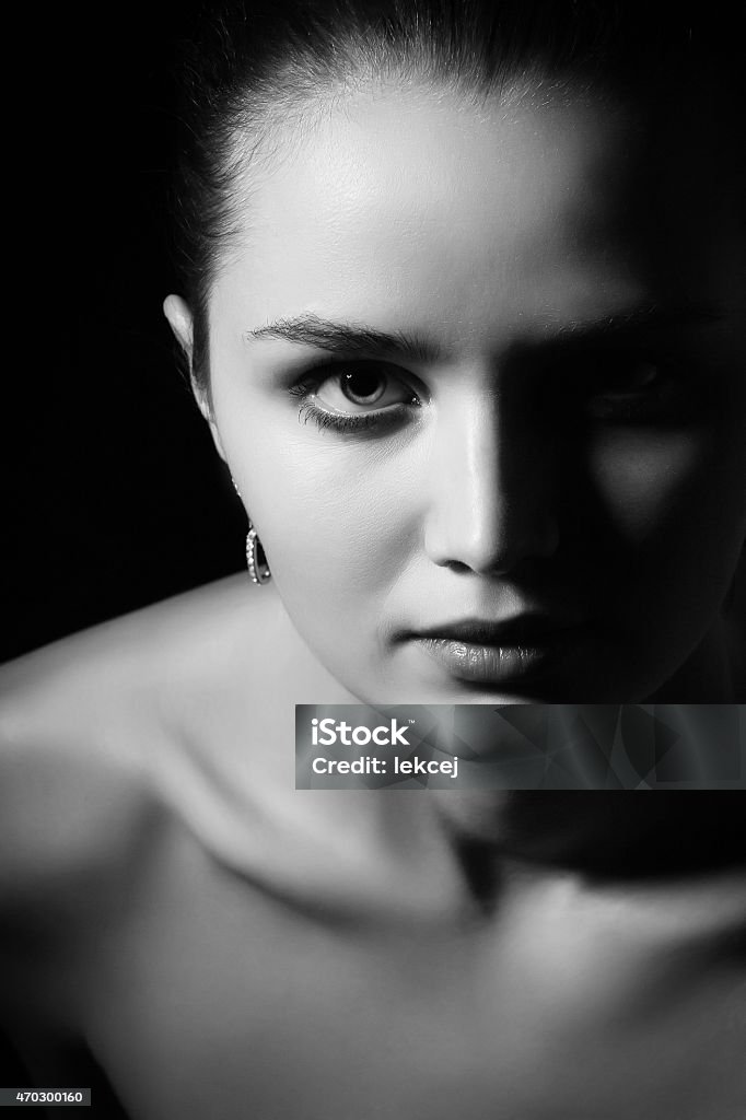 woman portrait beautiful topless woman portrait monochrome 2015 Stock Photo