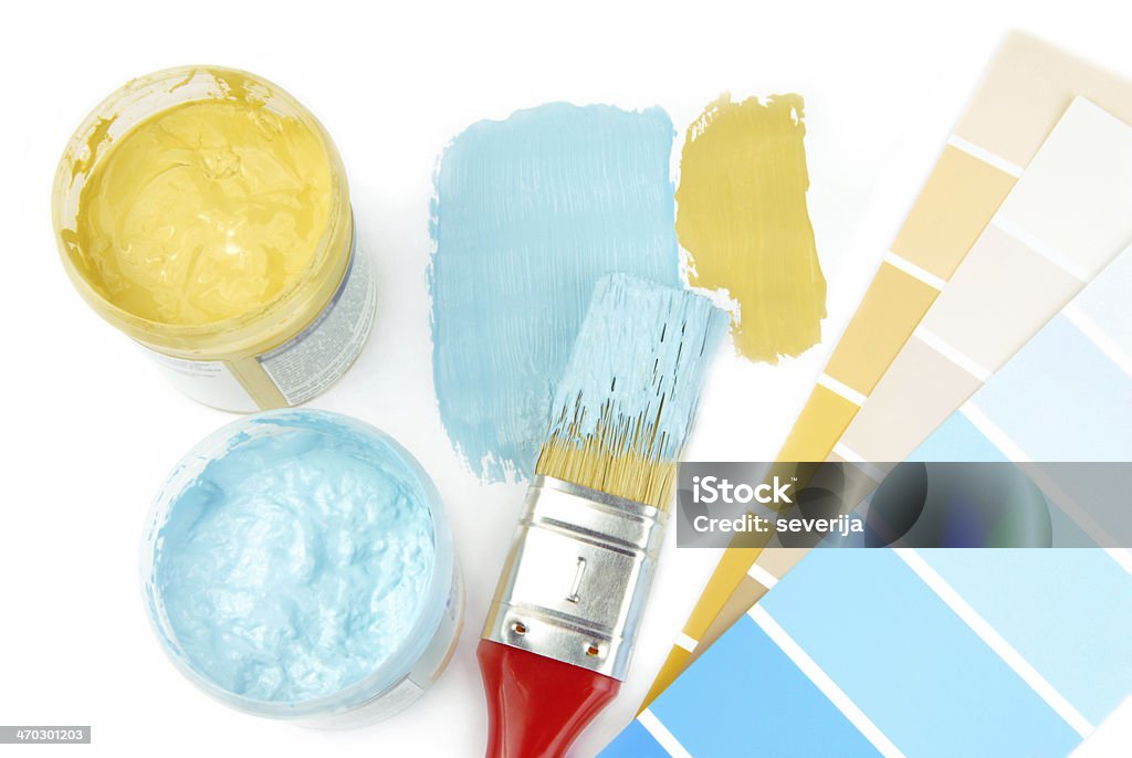 color choice for interior paint brush and paint color choice for interior Color Swatch Stock Photo