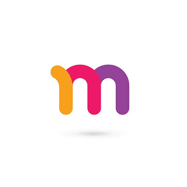 알파벳 m 아이콘크기 디자인식 형판 요소 - letter m typescript sign design element stock illustrations