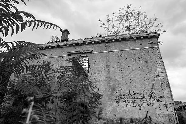istock Message on war-damaged building in Mostar, Bosnia 470301775