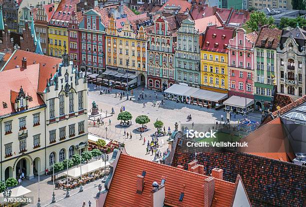 People Walking On The Market Square In Wroclaw Poland Stock Photo - Download Image Now
