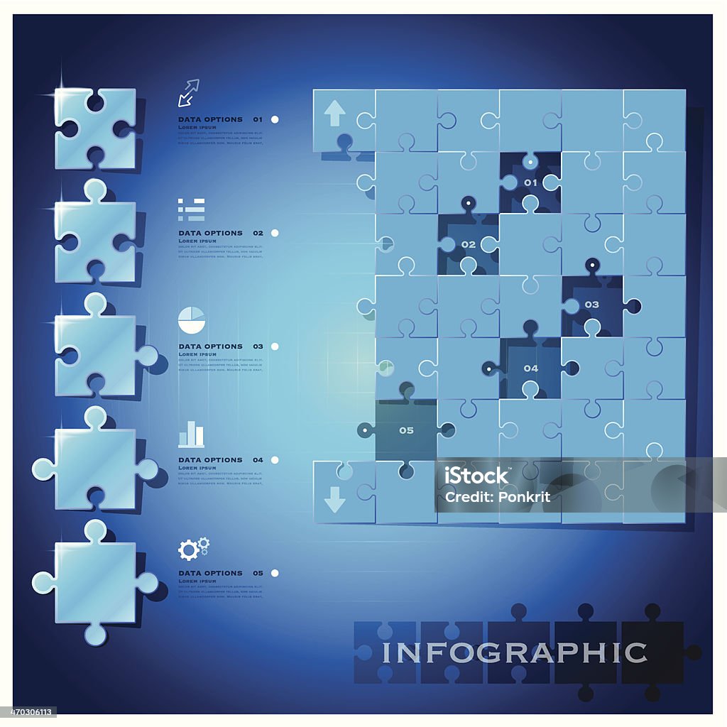 Moderno Jigsaw Puzzle affari infografica sfondo modello di Design - arte vettoriale royalty-free di Puzzle