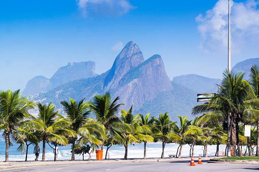 Photo of the famous Ipanema Beach at Rio de Janeiro, Brazil. This beach that inspired the music \