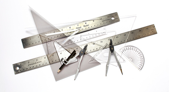 Drawing tools: rulers,triangles,compass, etc.
